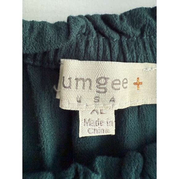 Umgee Teal Embroidered Flowers Off Shoulder Dress Bell Sleeves Boho size XL - Picture 4 of 5